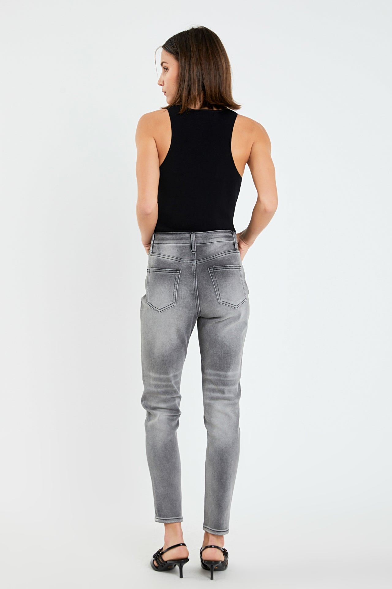 ENGLISH FACTORY - Midi Rise Skinny Jeans - JEANS available at Objectrare