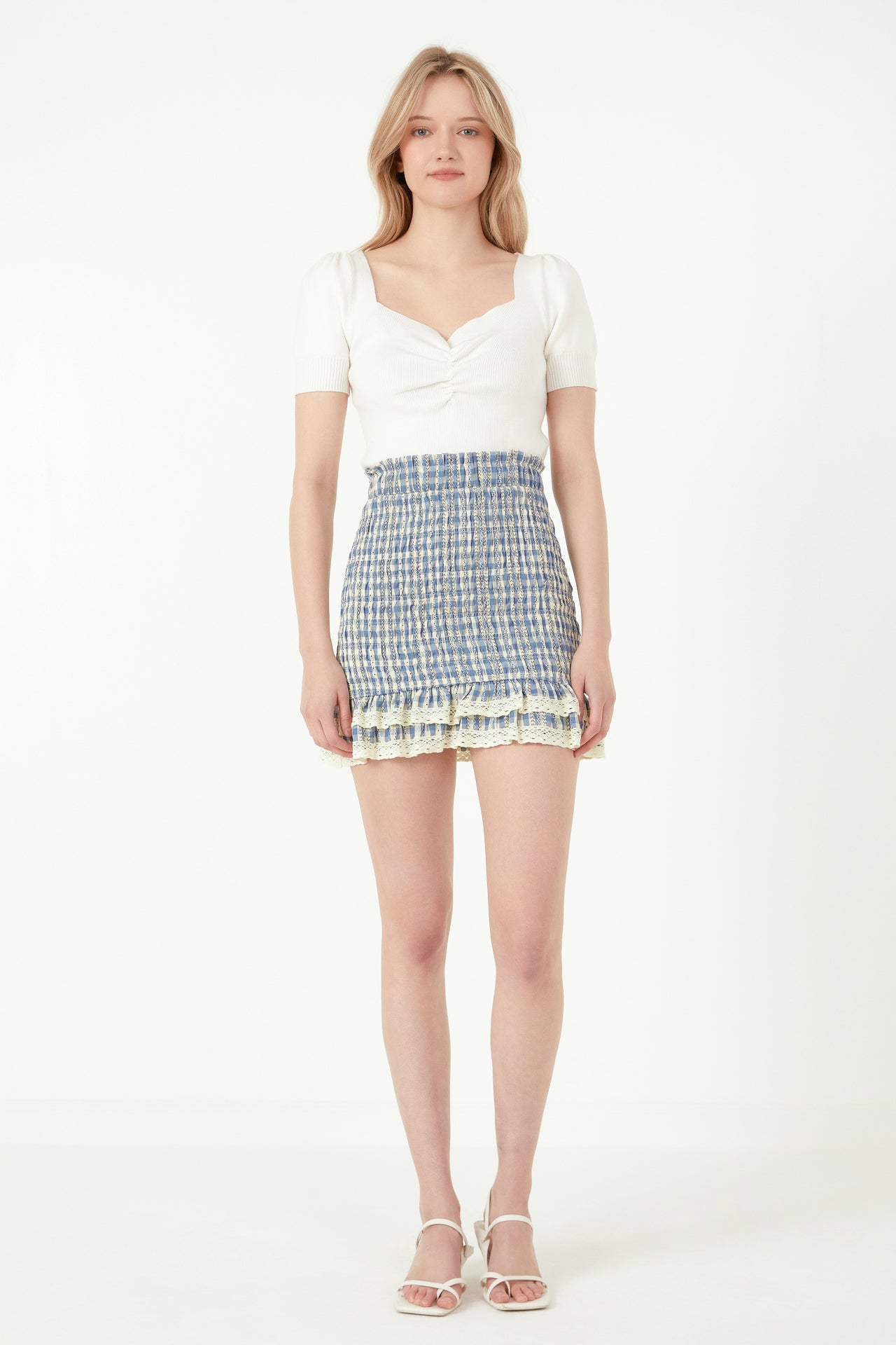 FREE THE ROSES - Gingham Smocked Skirt - SKIRTS available at Objectrare