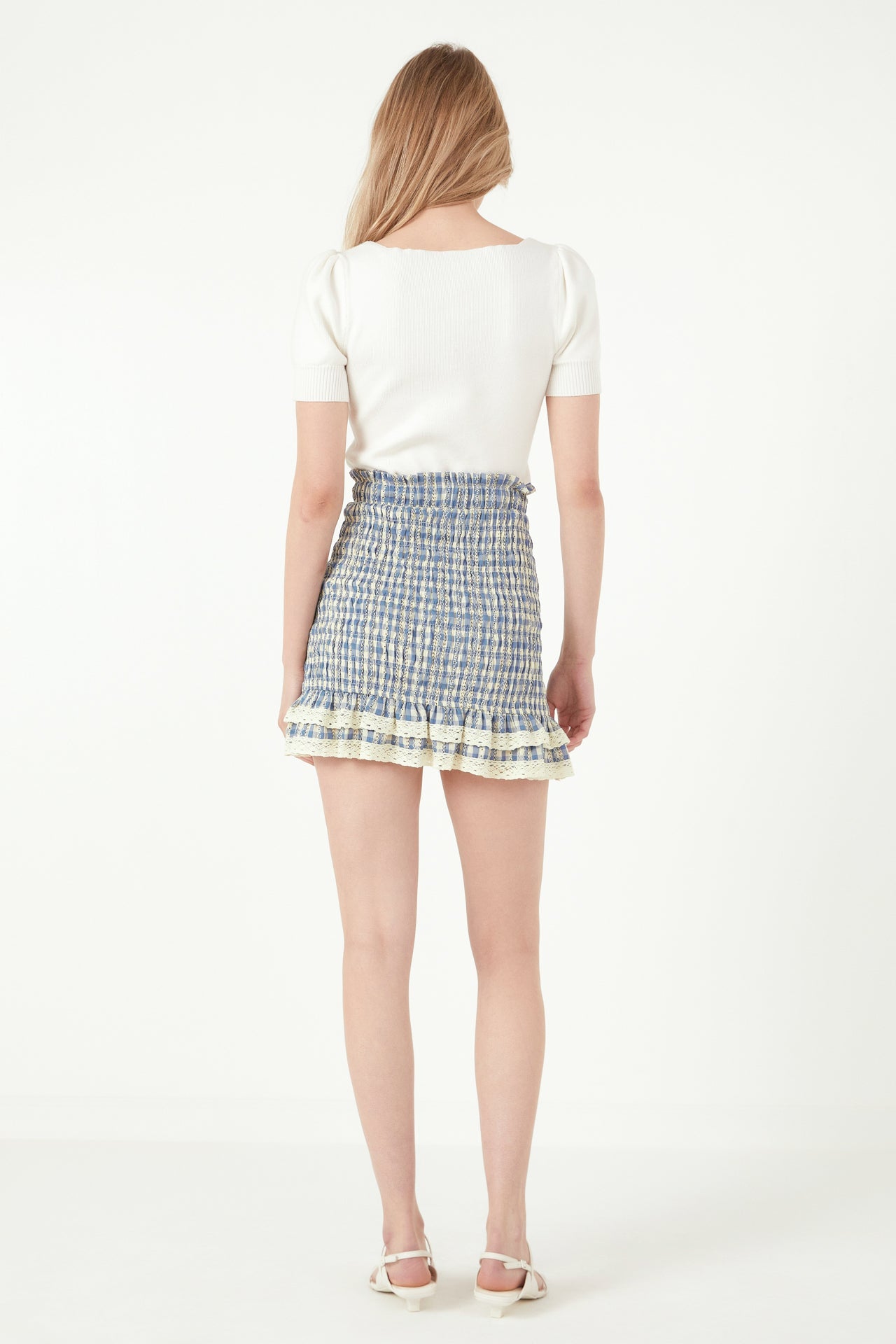 FREE THE ROSES - Gingham Smocked Skirt - SKIRTS available at Objectrare