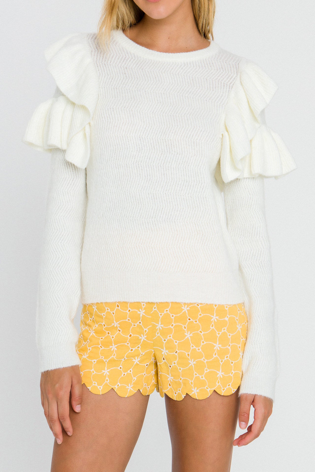 FREE THE ROSES - Ruffle Detail Sweater - SWEATERS & KNITS available at Objectrare