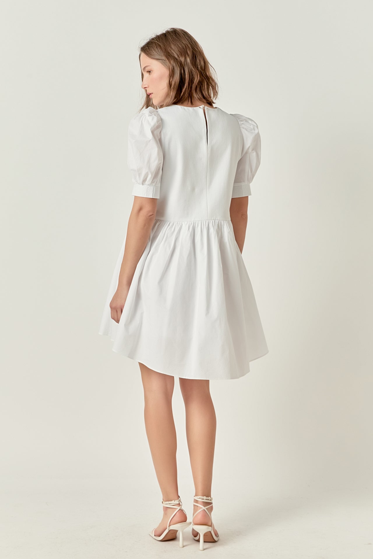 ENGLISH FACTORY - Puff Sleeve High Low Knit Combo Dress - DRESSES available at Objectrare