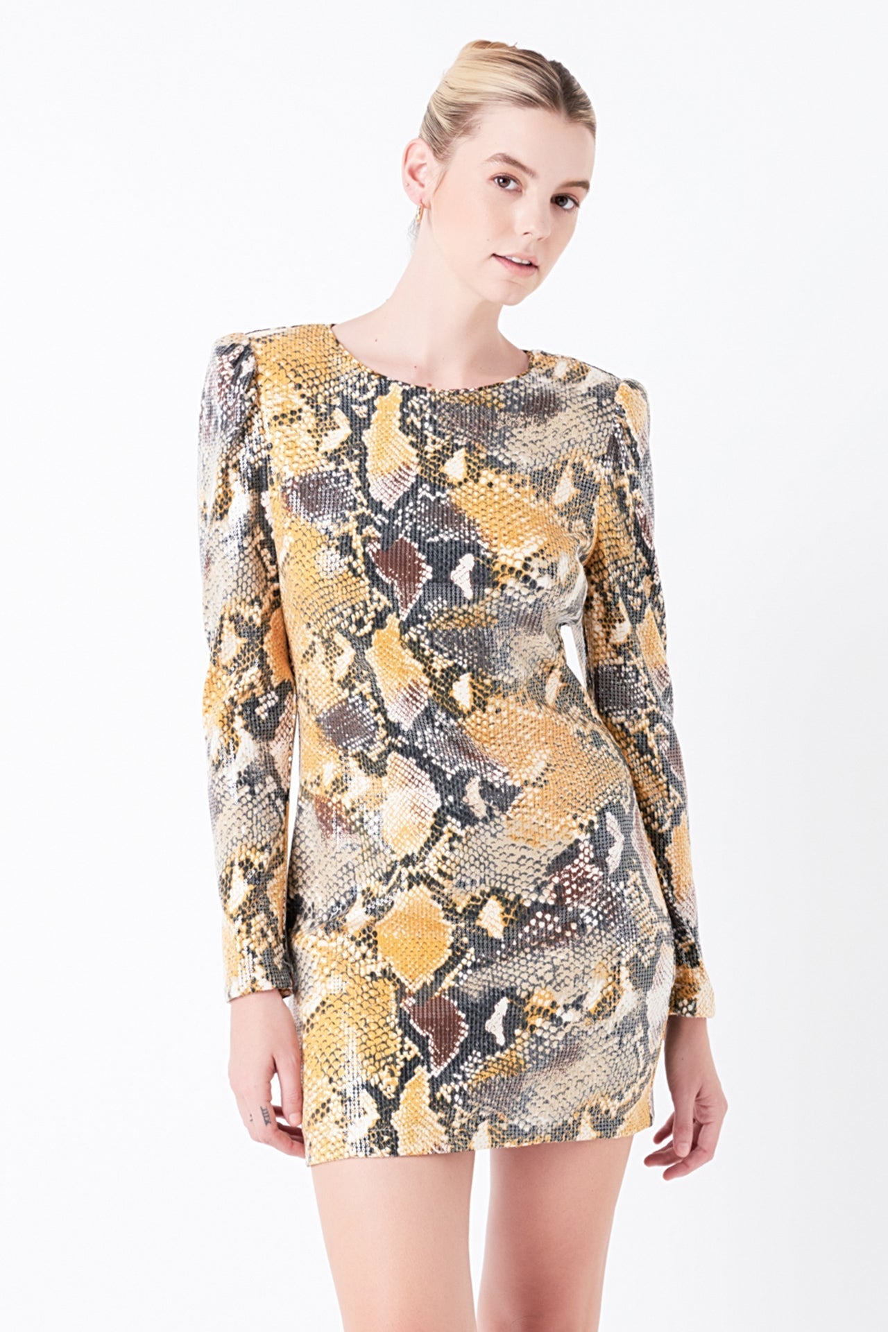 GREY LAB - Snakeskin Sequin Mini Dress - DRESSES available at Objectrare