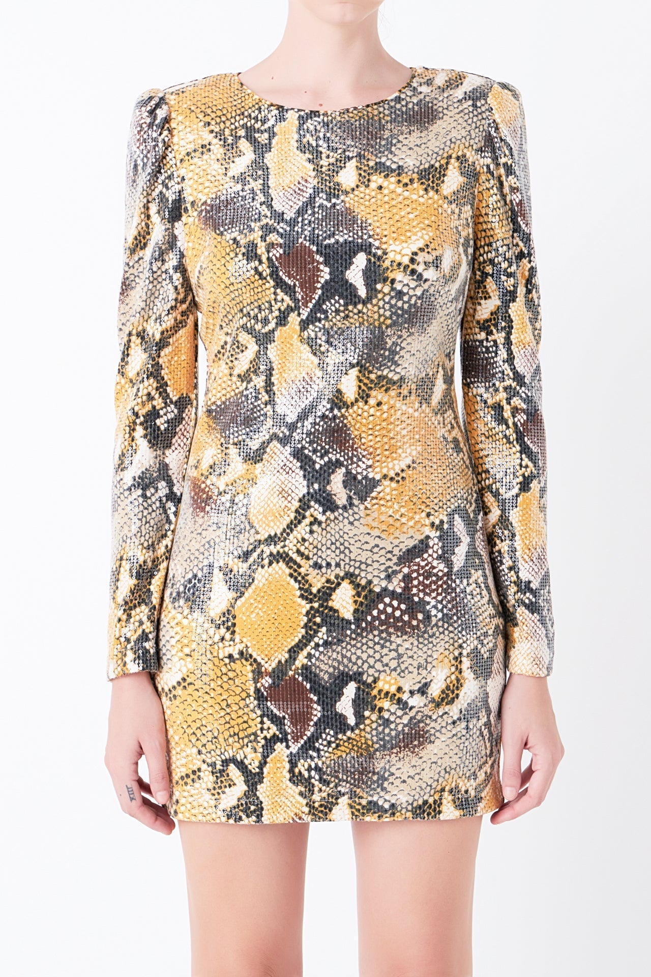 GREY LAB - Snakeskin Sequin Mini Dress - DRESSES available at Objectrare