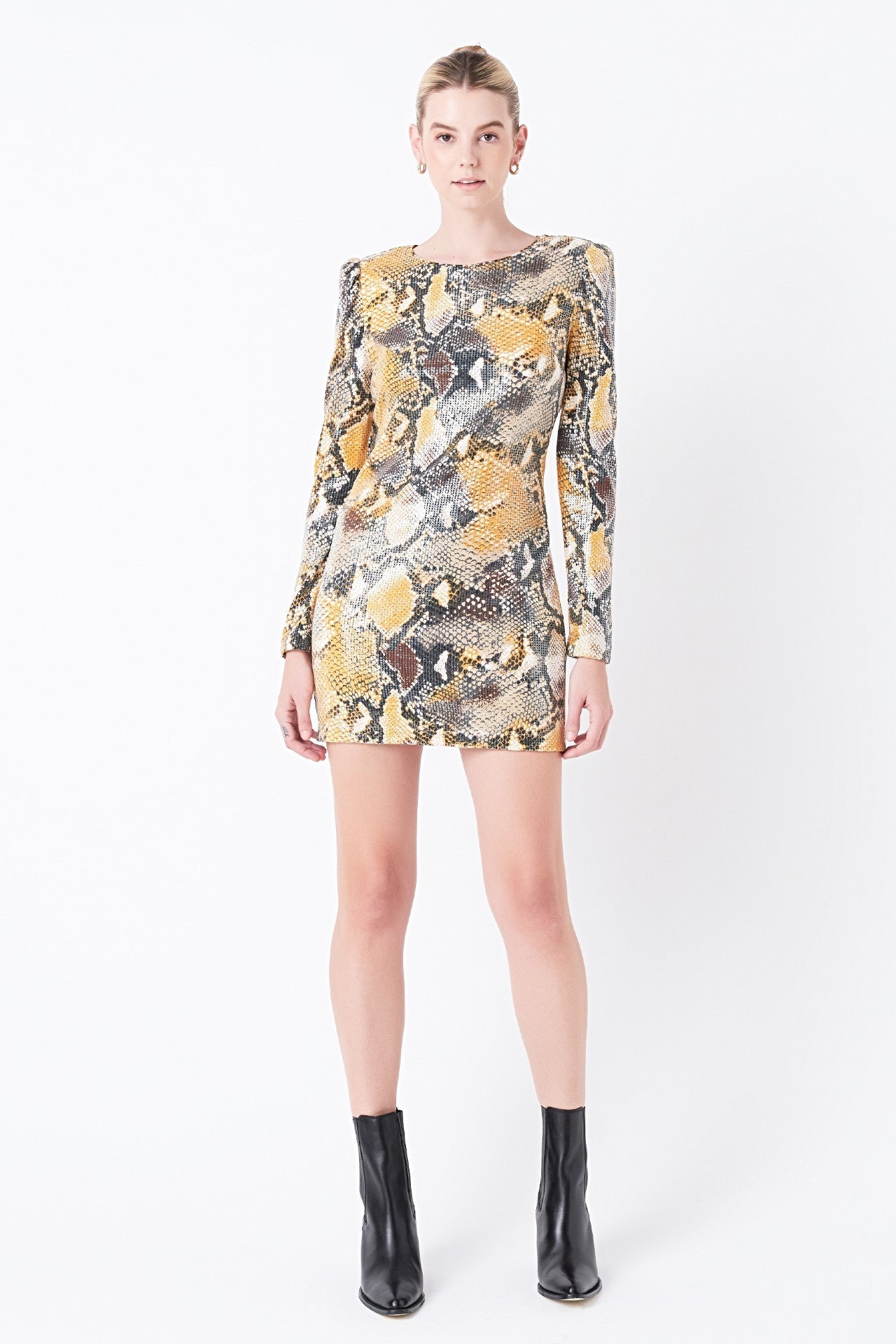 GREY LAB - Snakeskin Sequin Mini Dress - DRESSES available at Objectrare