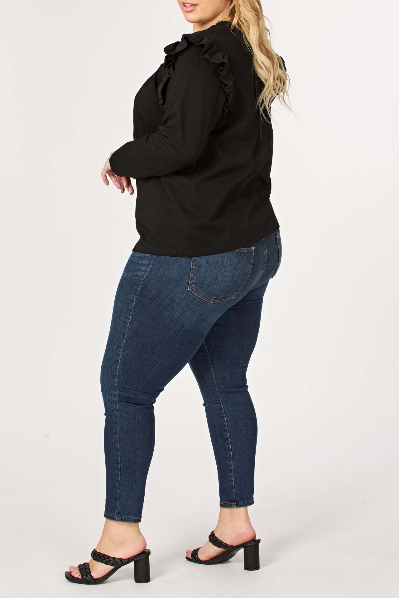 Plus Size Smocked Yoke Long Sleeve T-Shirt