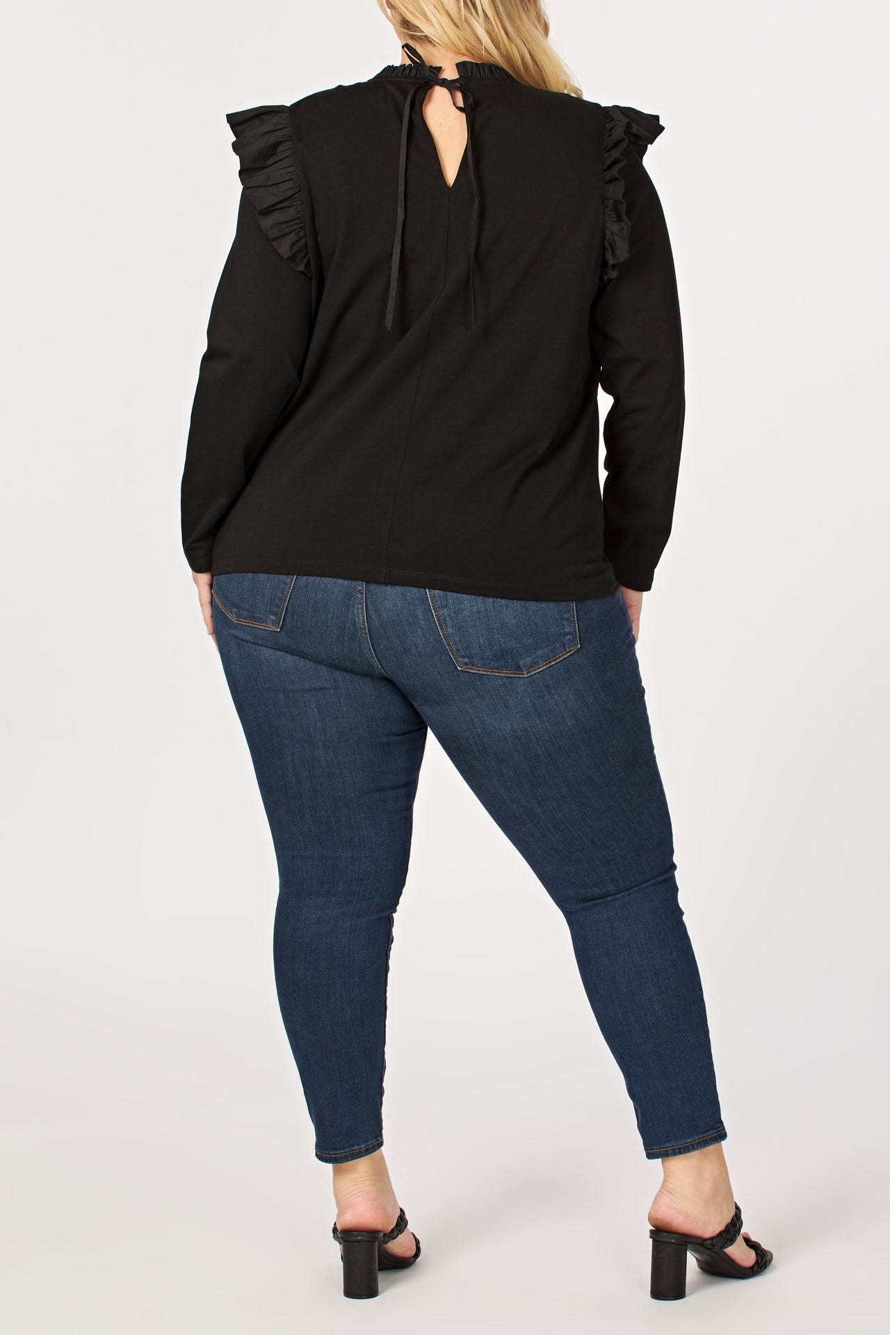 Plus Size Smocked Yoke Long Sleeve T-Shirt