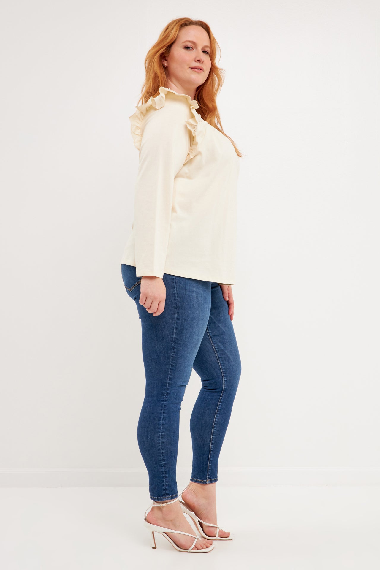 Plus Size Smocked Yoke Long Sleeve T-Shirt