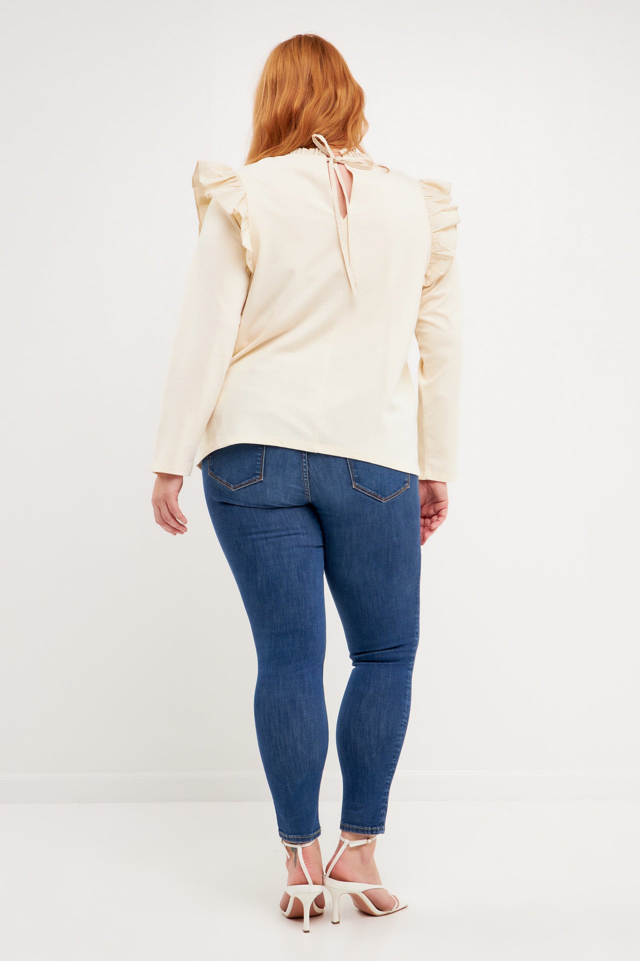 Plus Size Smocked Yoke Long Sleeve T-Shirt