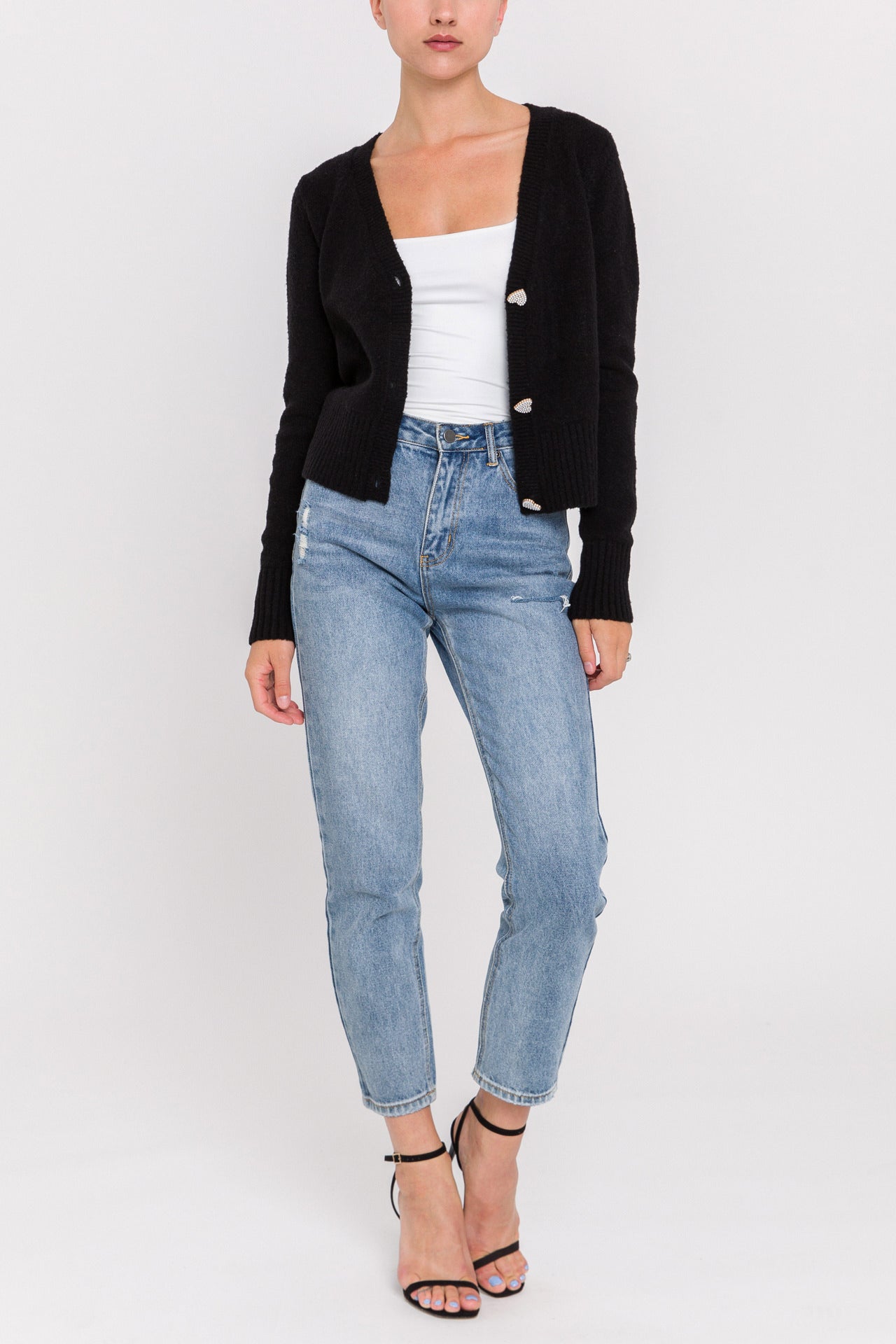 ENGLISH FACTORY - Heart Button Knit Cardigan - SWEATERS & KNITS available at Objectrare