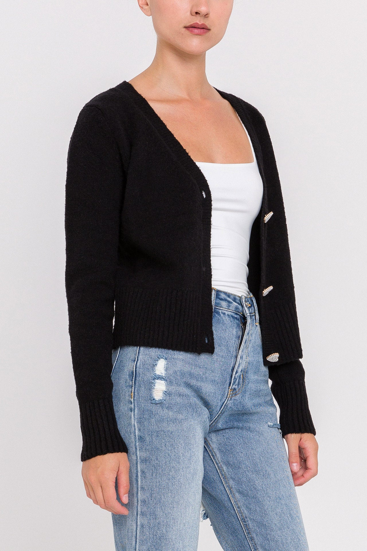 ENGLISH FACTORY - Heart Button Knit Cardigan - SWEATERS & KNITS available at Objectrare