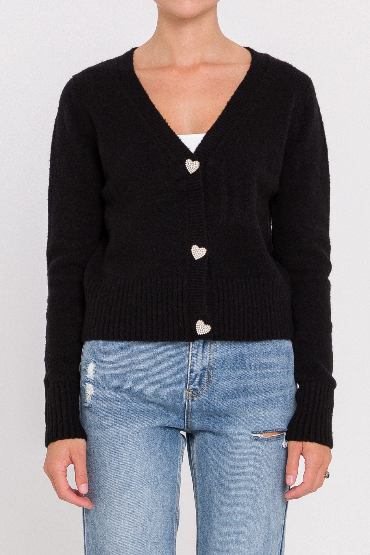ENGLISH FACTORY - Heart Button Knit Cardigan - SWEATERS & KNITS available at Objectrare