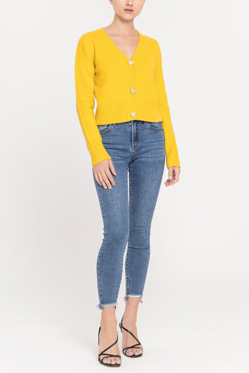 ENGLISH FACTORY - Heart Button Knit Cardigan - SWEATERS & KNITS available at Objectrare