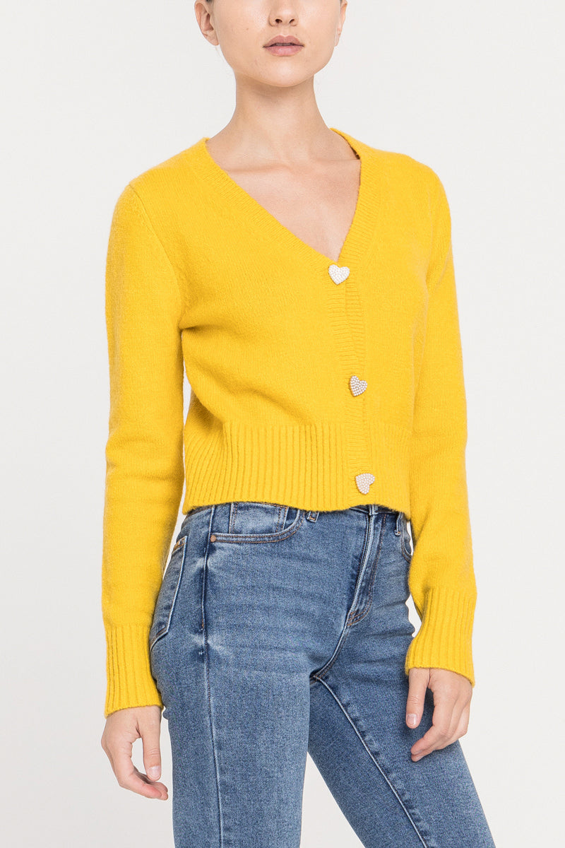 ENGLISH FACTORY - Heart Button Knit Cardigan - SWEATERS & KNITS available at Objectrare