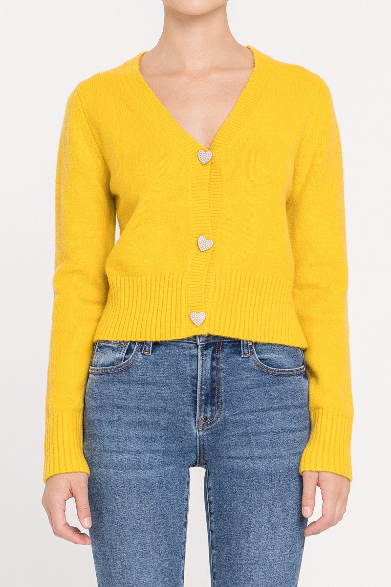 ENGLISH FACTORY - Heart Button Knit Cardigan - SWEATERS & KNITS available at Objectrare