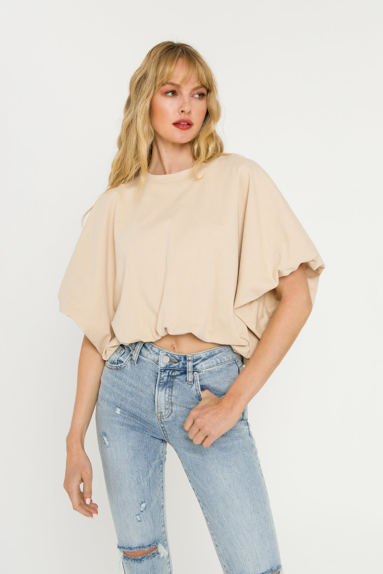 GREY LAB - High-Low Cropped T-Shirt - T-SHIRTS available at Objectrare