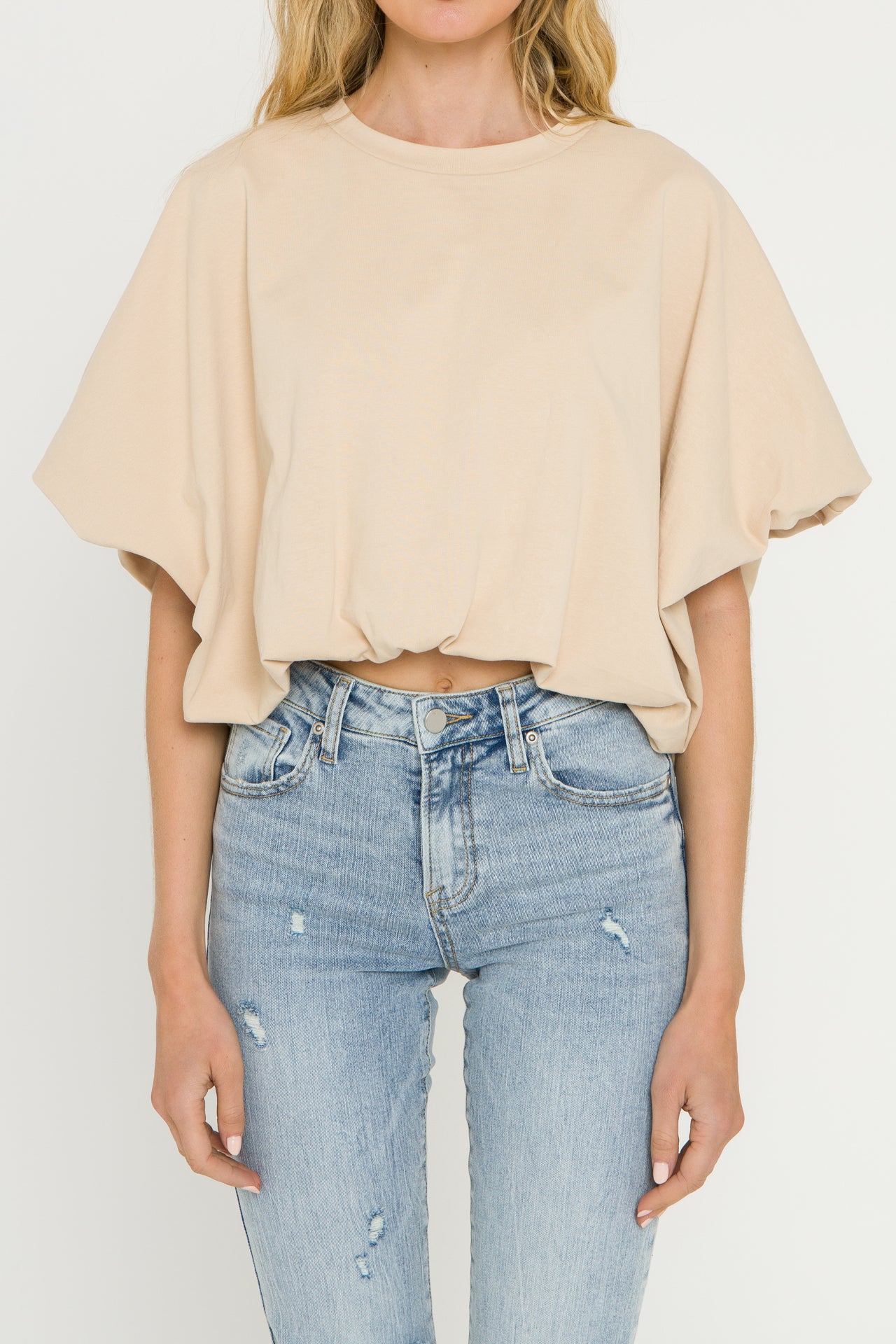 GREY LAB - High-Low Cropped T-Shirt - T-SHIRTS available at Objectrare
