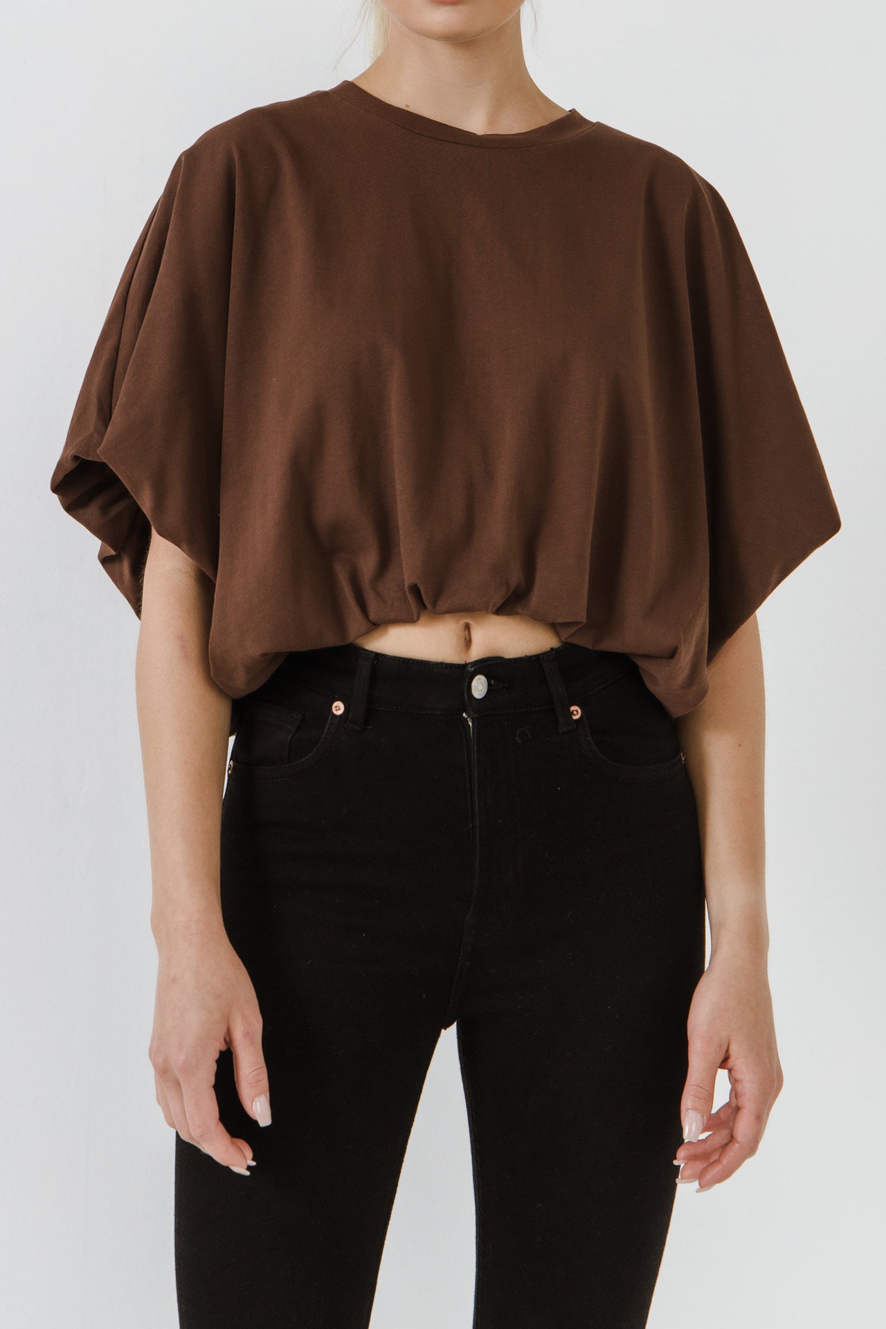 GREY LAB - High-Low Cropped T-Shirt - T-SHIRTS available at Objectrare