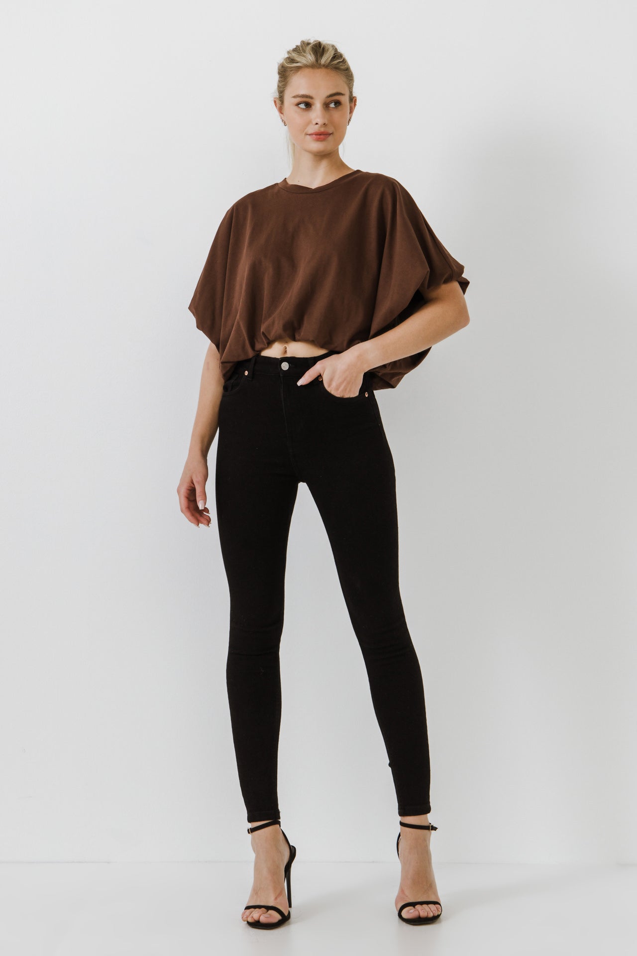 GREY LAB - High-Low Cropped T-Shirt - T-SHIRTS available at Objectrare