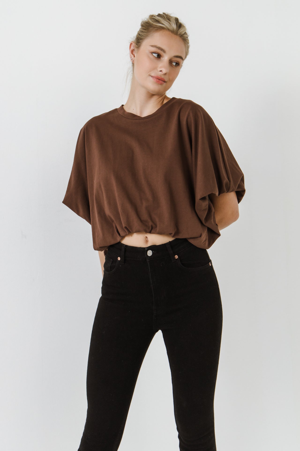 GREY LAB - High-Low Cropped T-Shirt - T-SHIRTS available at Objectrare