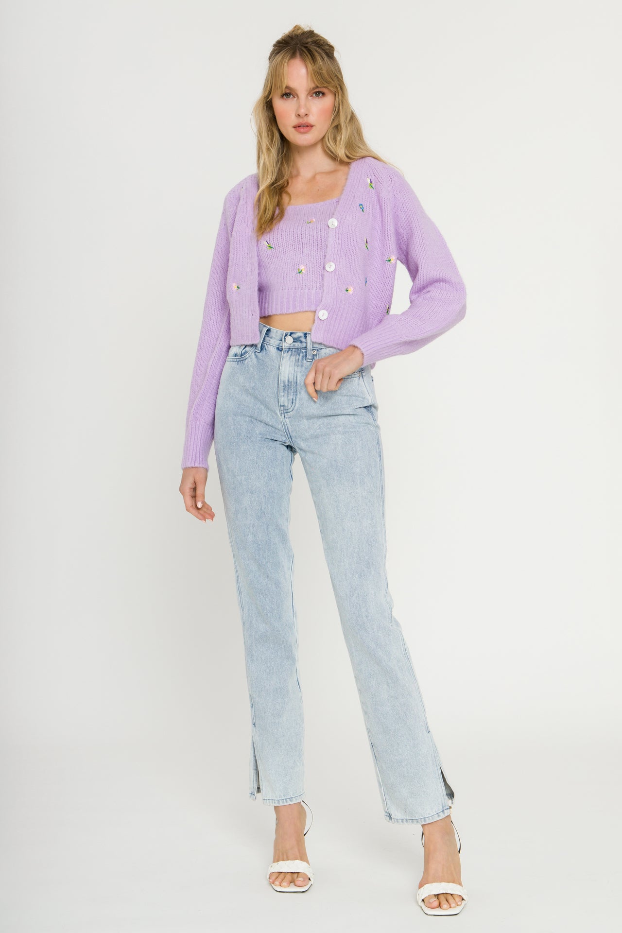 ENGLISH FACTORY - Floral Embroidered Knit Cardigan - CARDIGANS available at Objectrare