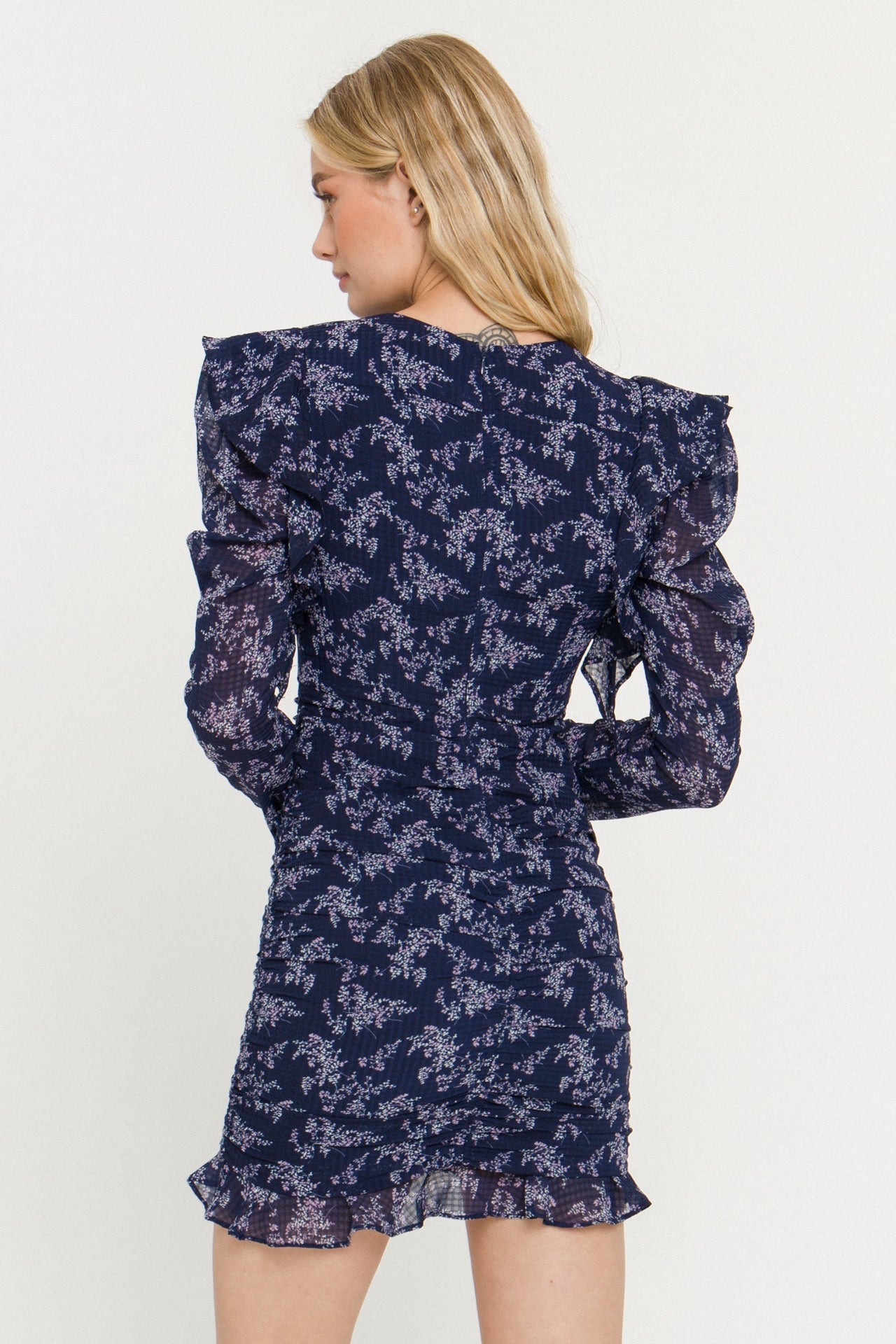 ENDLESS ROSE - Floral Ruched Mini Dress - DRESSES available at Objectrare