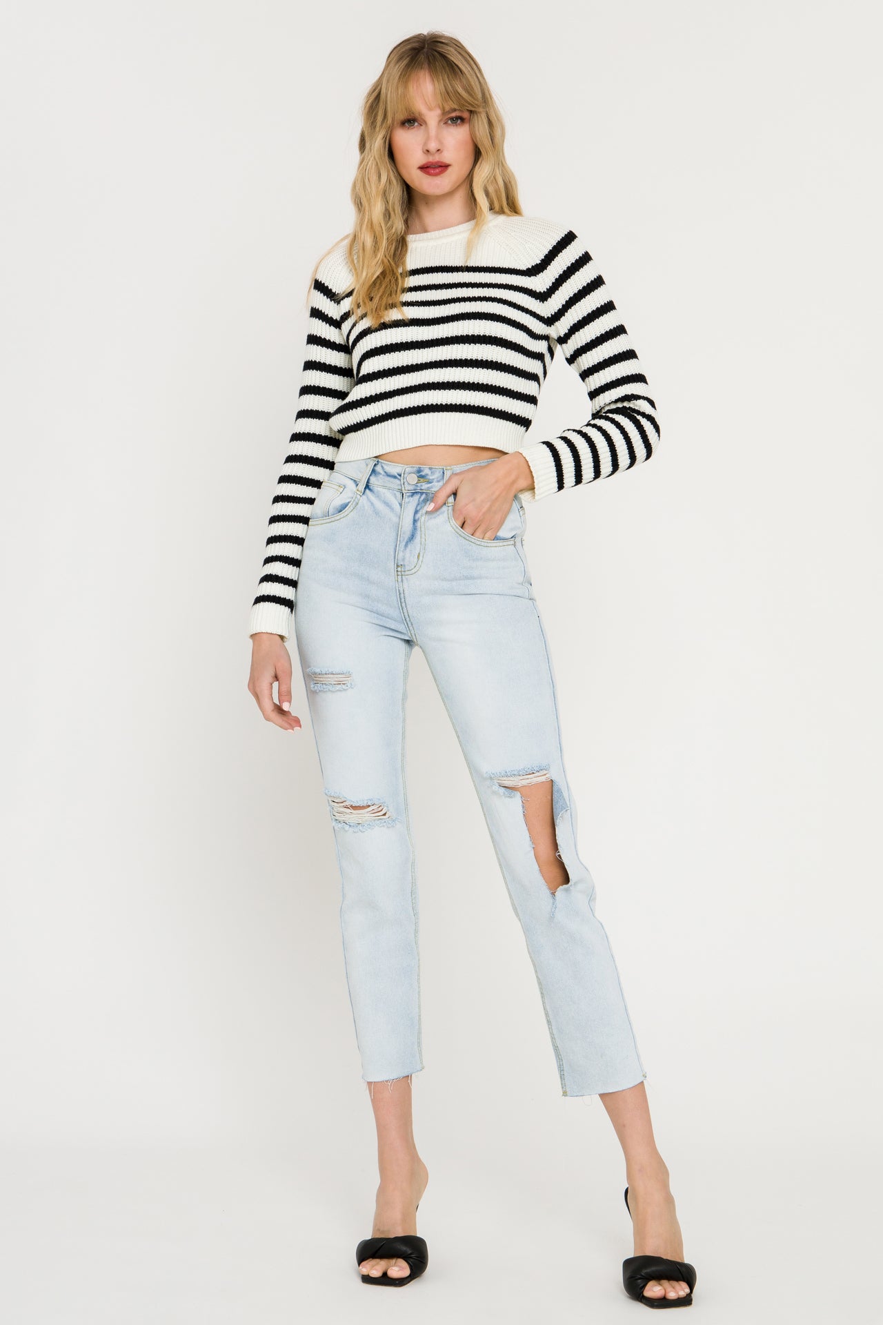 ENGLISH FACTORY - Striped Long Sleeve Sweater - SWEATERS & KNITS available at Objectrare