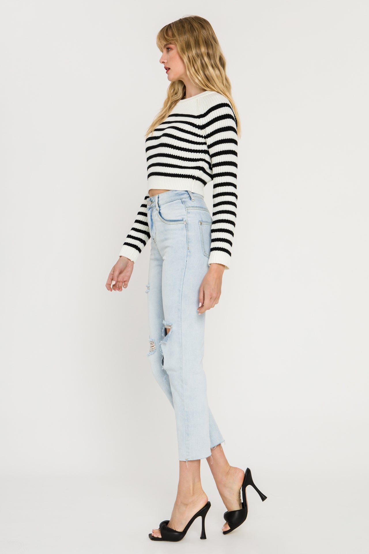 ENGLISH FACTORY - Striped Long Sleeve Sweater - SWEATERS & KNITS available at Objectrare