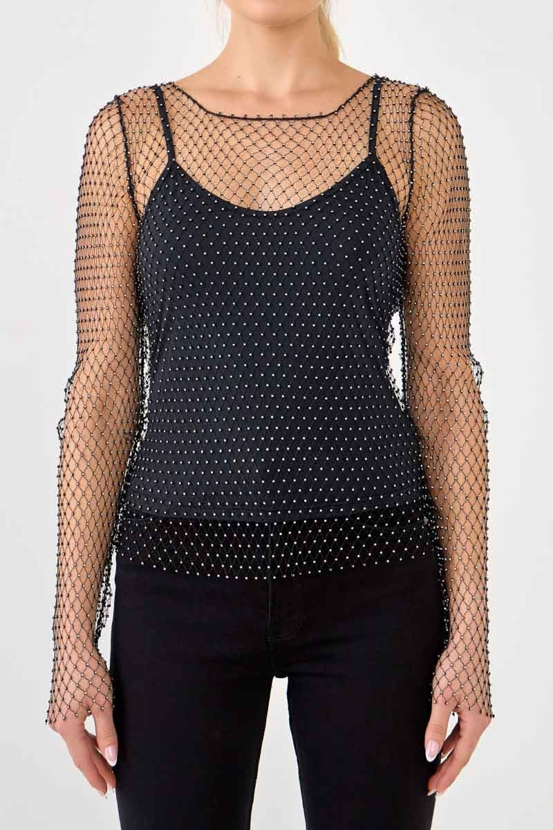 ENDLESS ROSE - Crystal Mesh Top - TOPS available at Objectrare