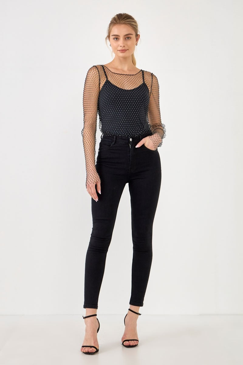 ENDLESS ROSE - Crystal Mesh Top - TOPS available at Objectrare