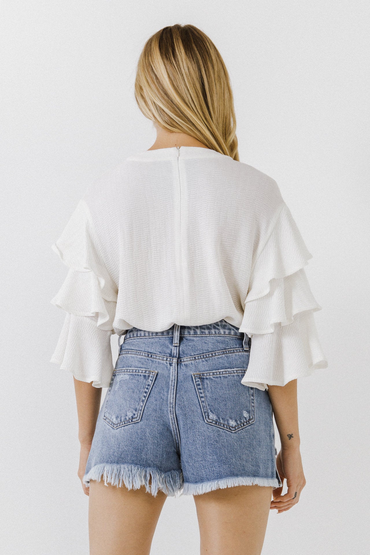 ENDLESS ROSE - Tiered Ruffle Sleeve Blouse - TOPS available at Objectrare