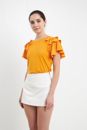 ENGLISH FACTORY - Shoulder Ruffle Top - T-SHIRTS available at Objectrare