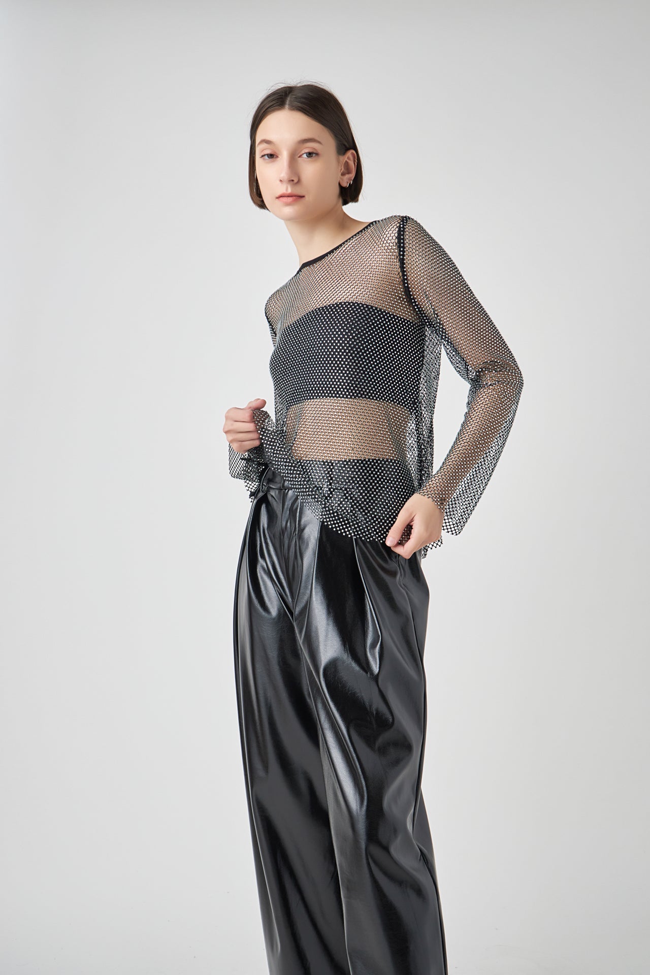 GREY LAB - Rhinestone Long Sleeve Top - TOPS available at Objectrare