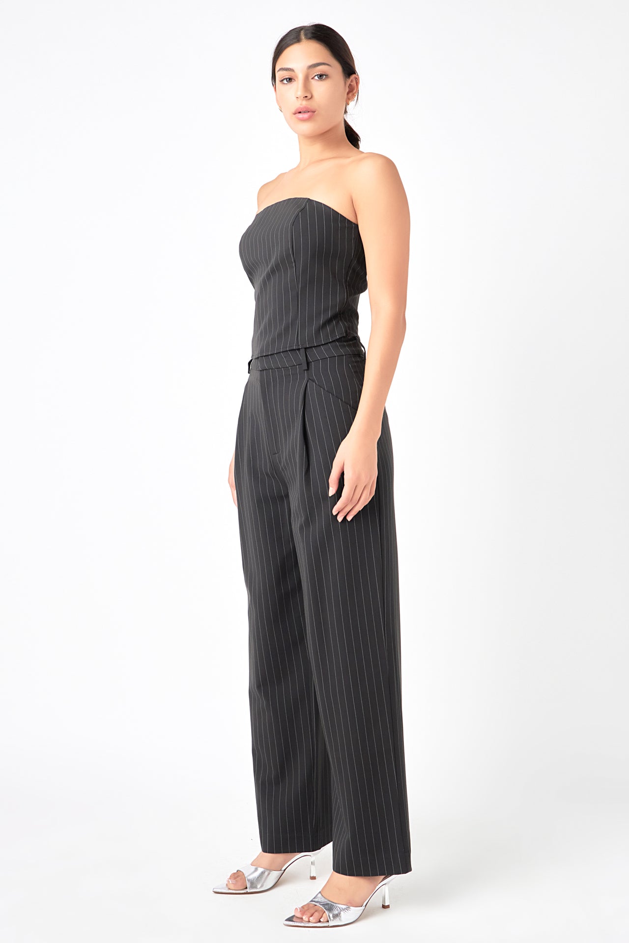 GREY LAB - Pinstriped Wide Leg Pants - PANTS available at Objectrare