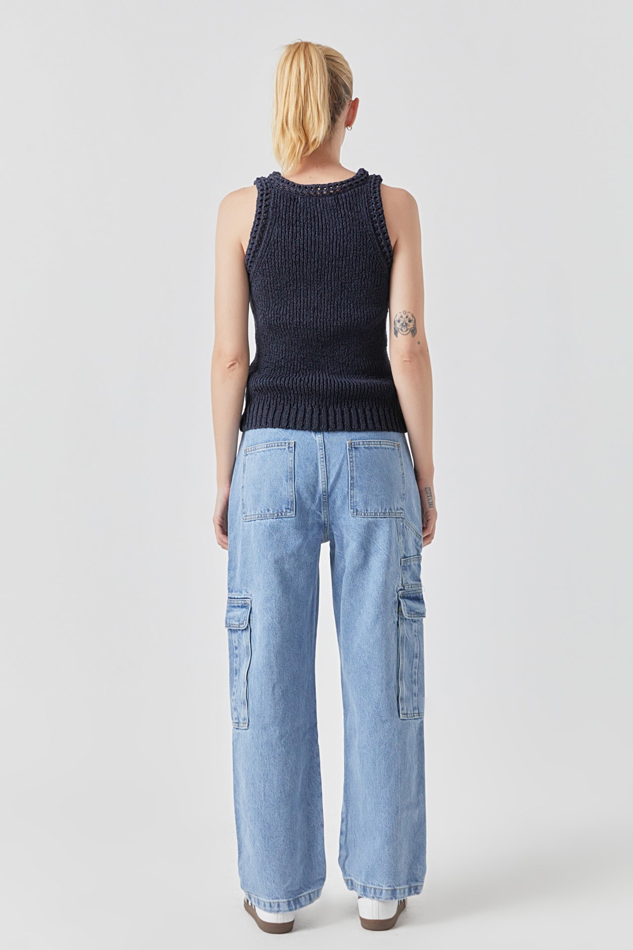 GREY LAB - Round Neck Sleeveless Knit Top - TOPS available at Objectrare