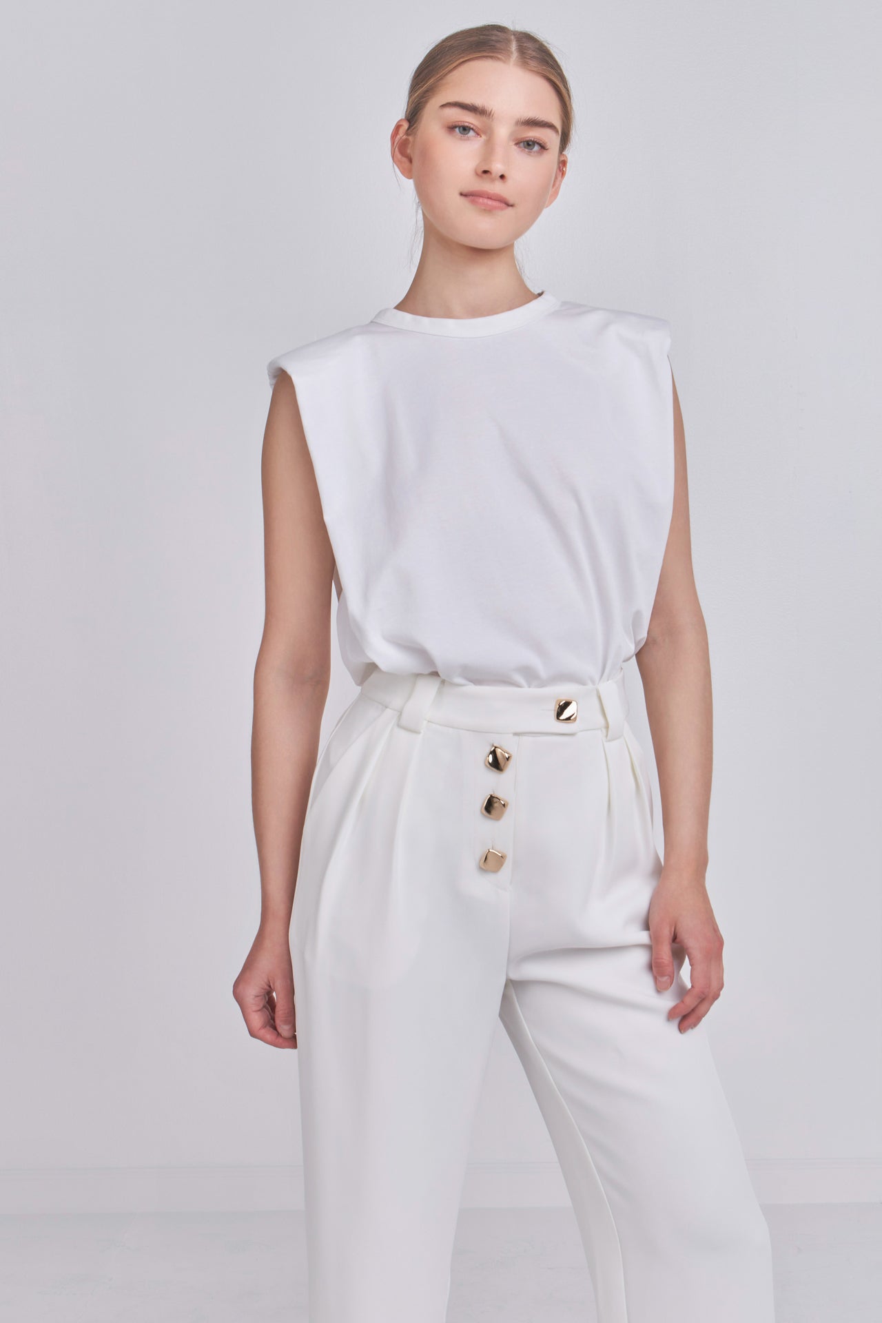 ENDLESS ROSE - Endless Rose - Trousers with Button Detail - PANTS available at Objectrare