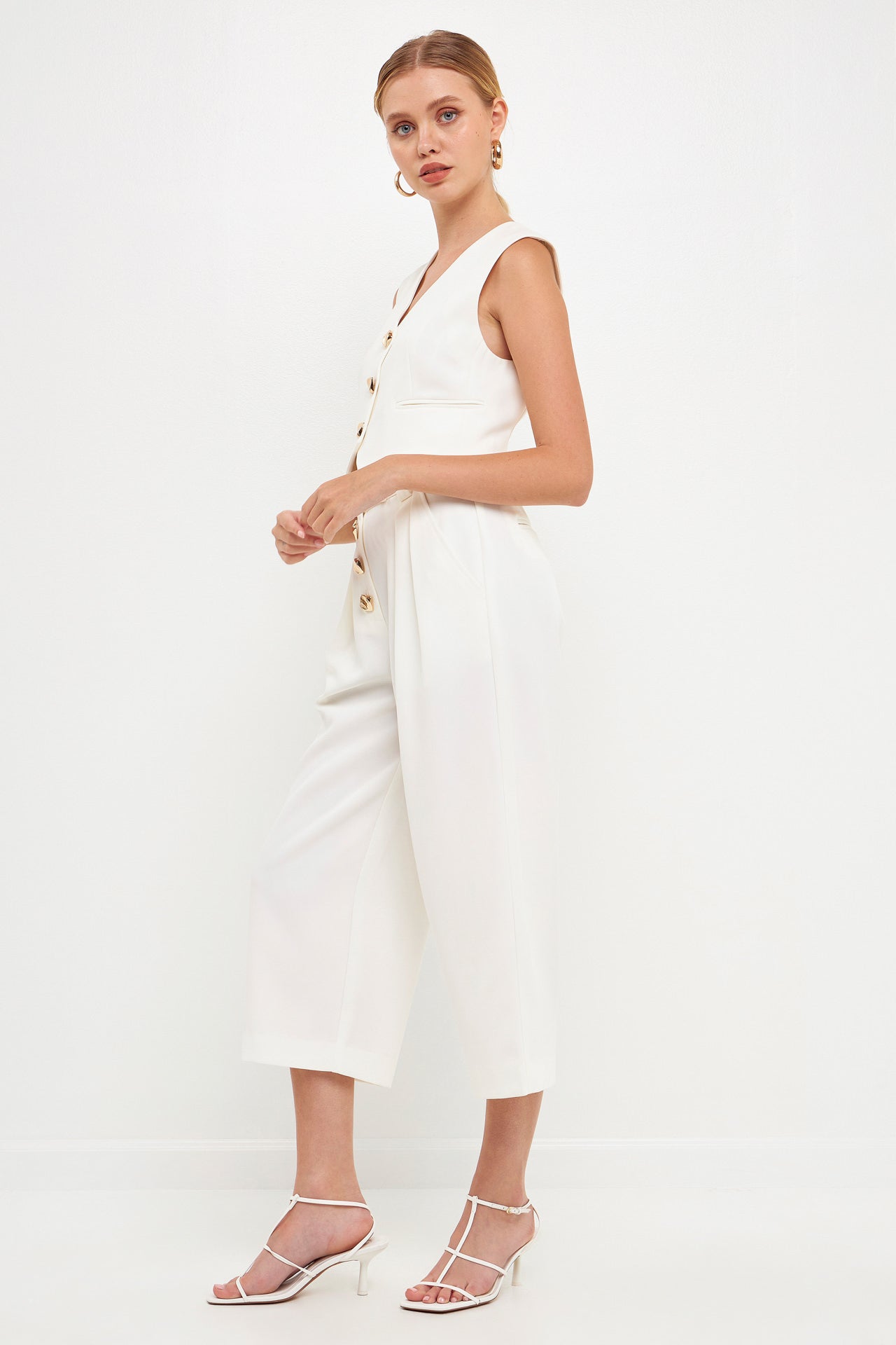 ENDLESS ROSE - Cropped Vest with Button Detail - TOPS available at Objectrare
