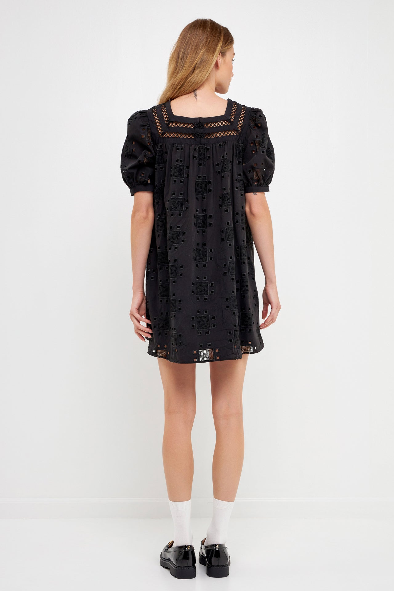 ENGLISH FACTORY - Geometric Eyelet Mini Dress - DRESSES available at Objectrare