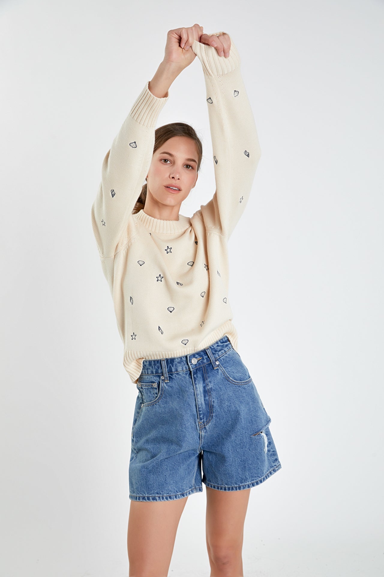 ENGLISH FACTORY - All Over Shell Embroidered Sweater - SWEATERS & KNITS available at Objectrare
