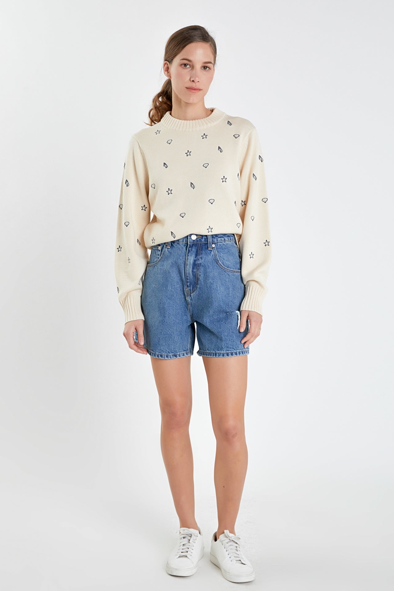 ENGLISH FACTORY - All Over Shell Embroidered Sweater - SWEATERS & KNITS available at Objectrare