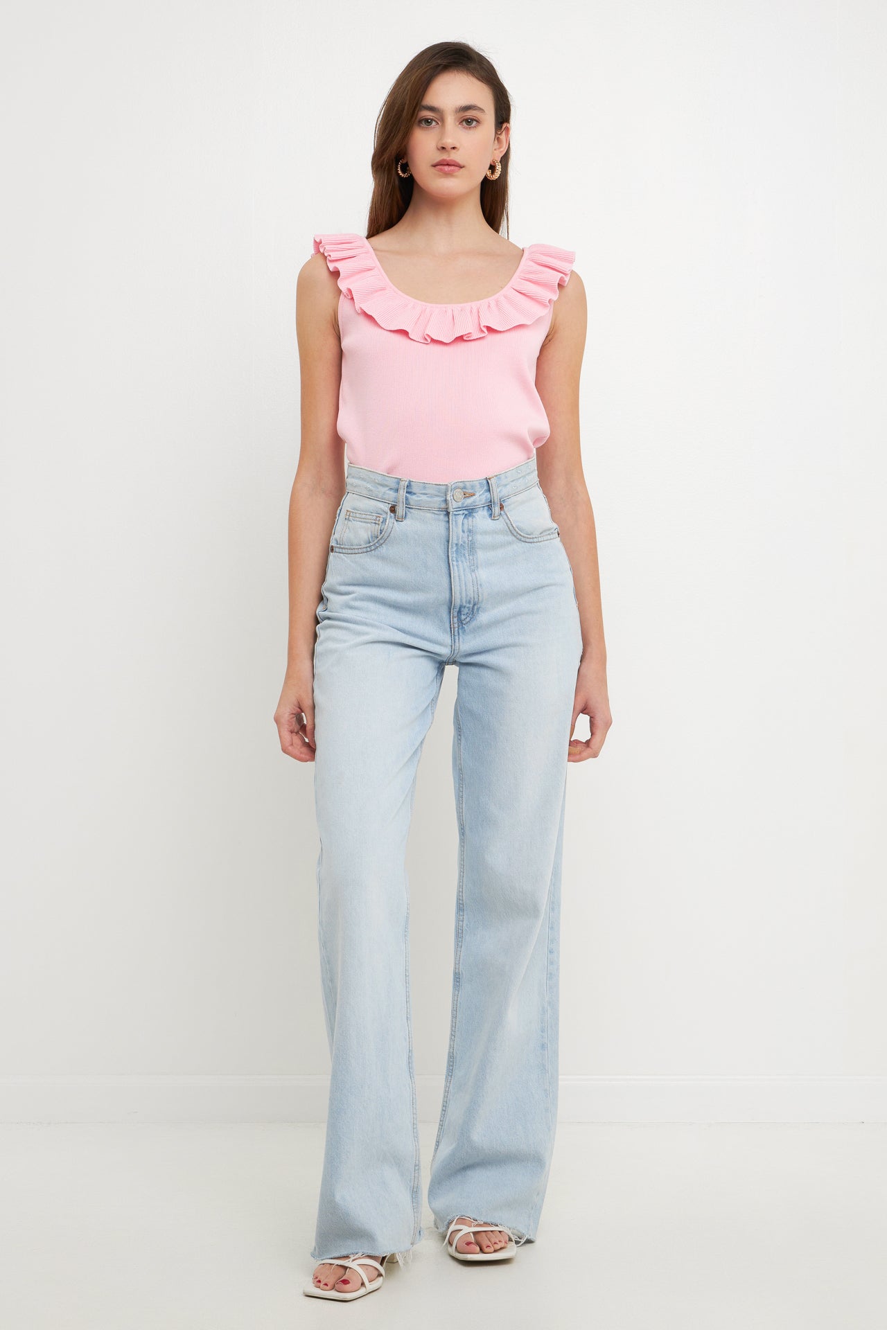 ENDLESS ROSE - Ruffle Neck Knit Top - TOPS available at Objectrare