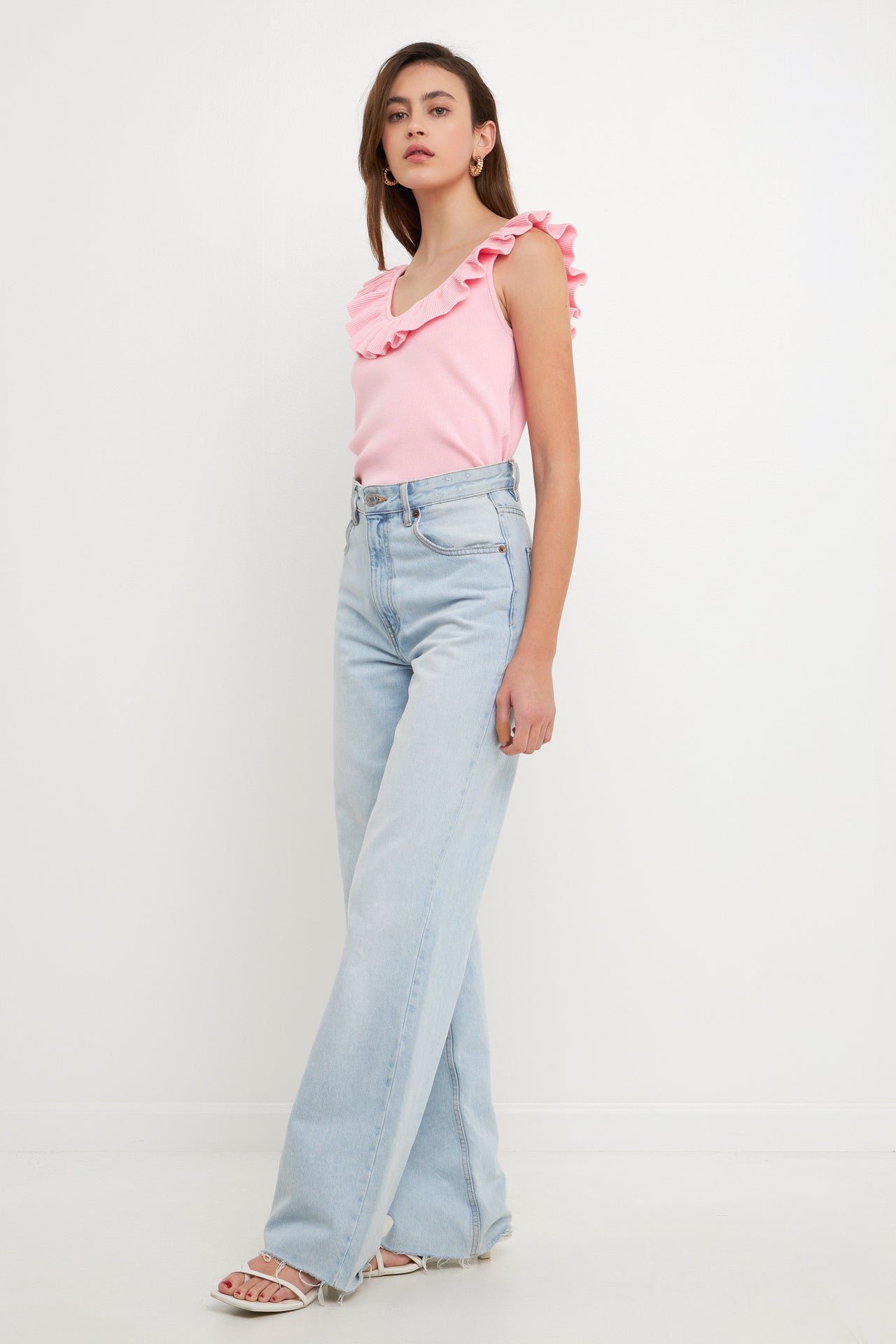 ENDLESS ROSE - Ruffle Neck Knit Top - TOPS available at Objectrare