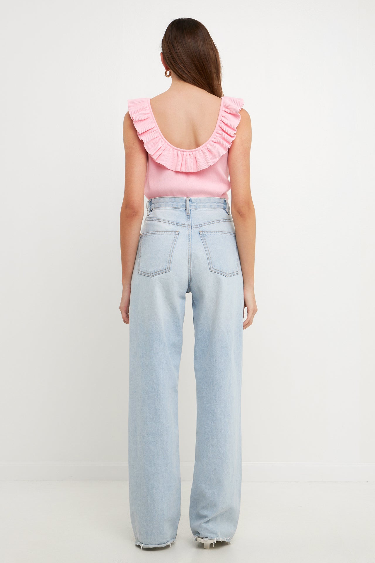 ENDLESS ROSE - Ruffle Neck Knit Top - TOPS available at Objectrare