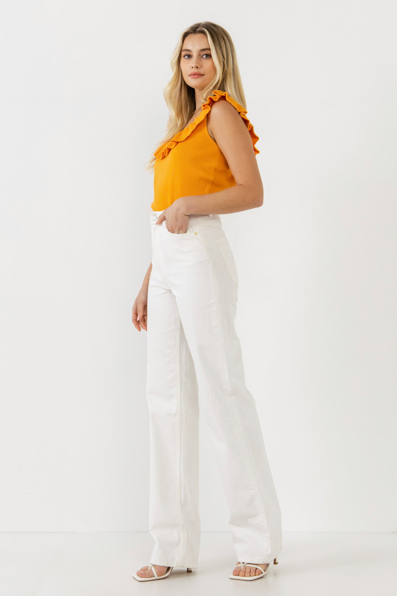 ENDLESS ROSE - Ruffle Neck Knit Top - TOPS available at Objectrare