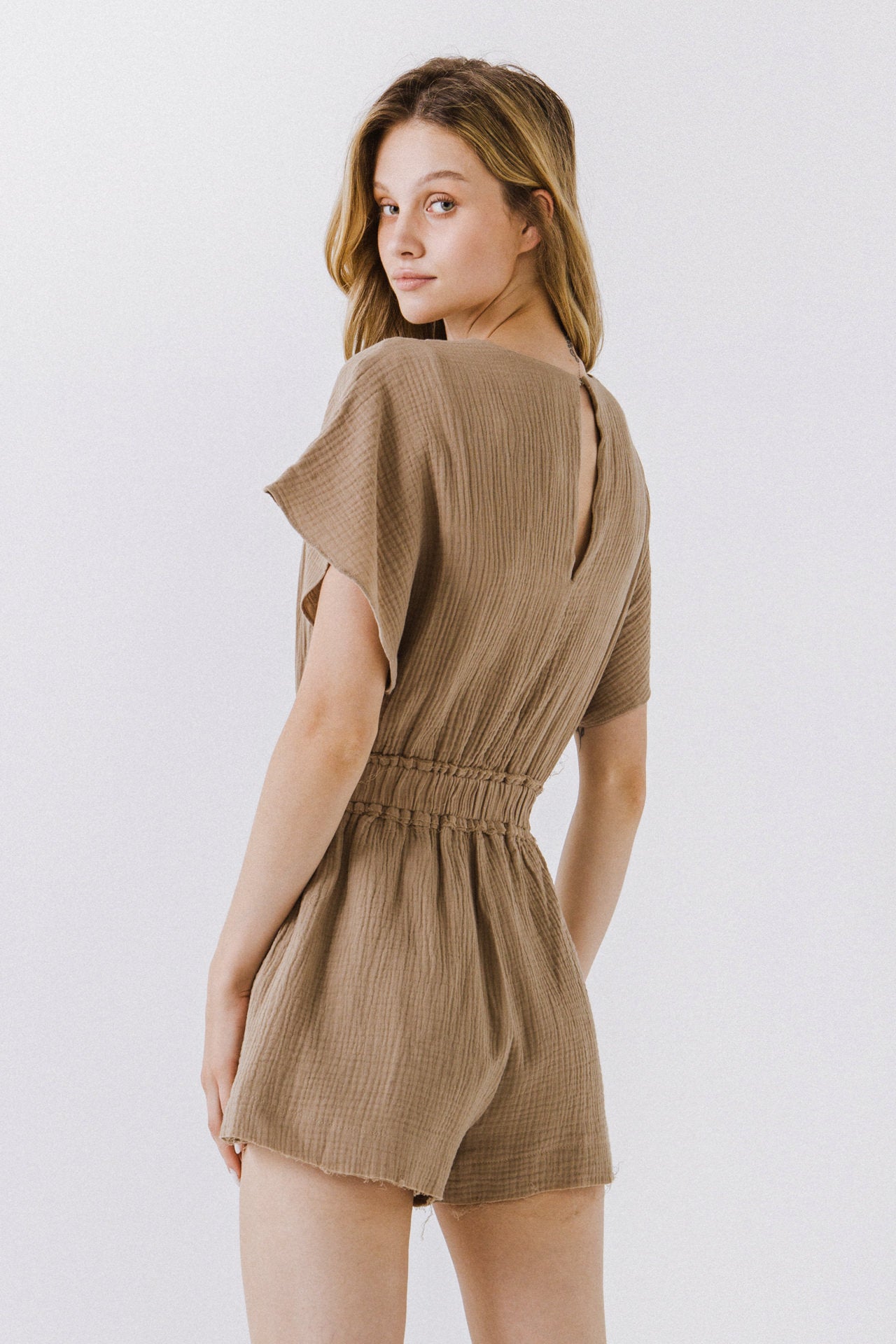 FREE THE ROSES - Relaxed Gauze Romper with Raw Edging - ROMPERS available at Objectrare