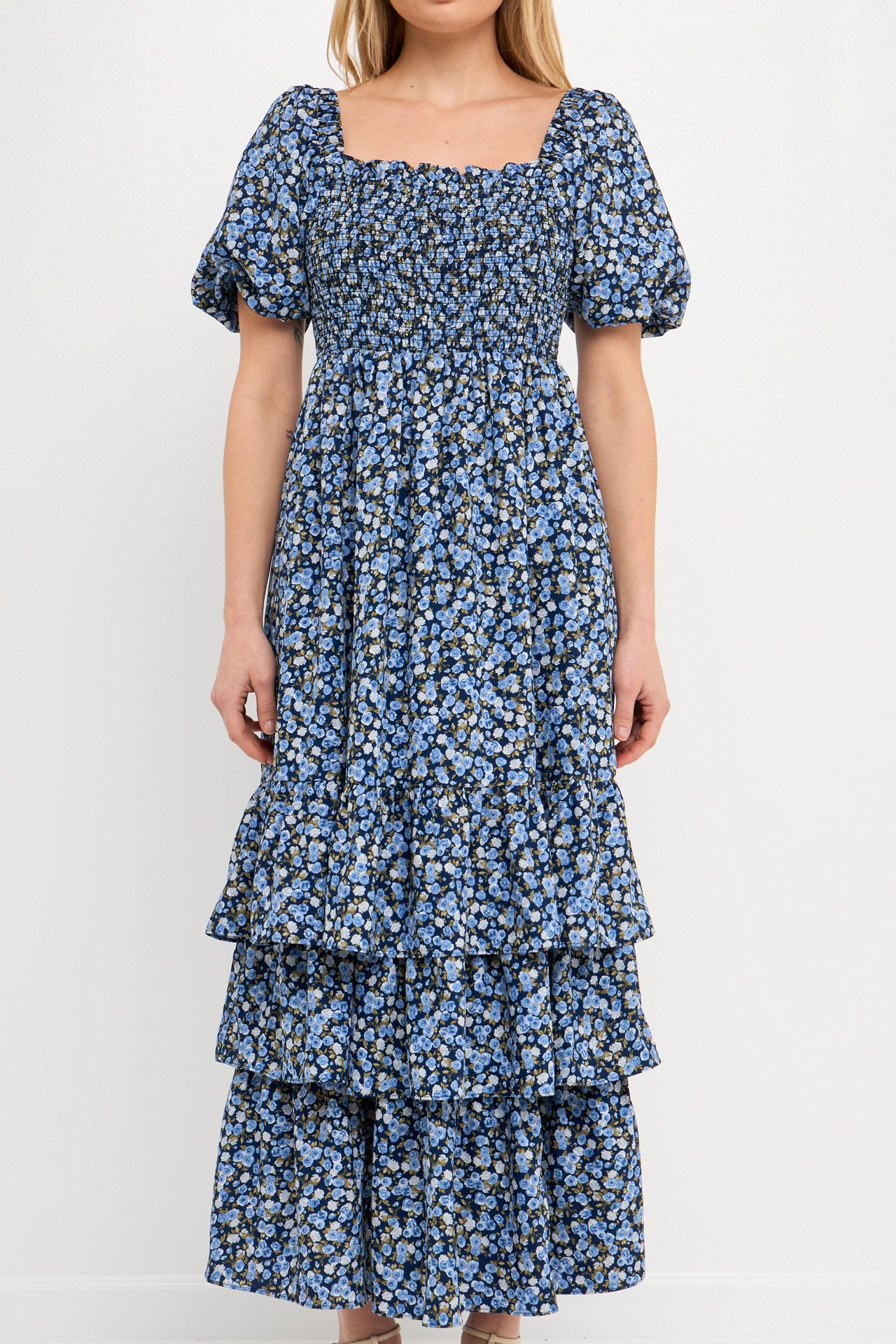 ENGLISH FACTORY - Textured Floral Printed Maxi Dress - DRESSES available at Objectrare