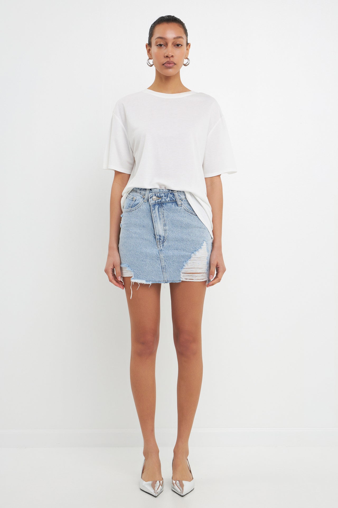 GREY LAB - High-waisted High Distressed Mini - SKIRTS available at Objectrare