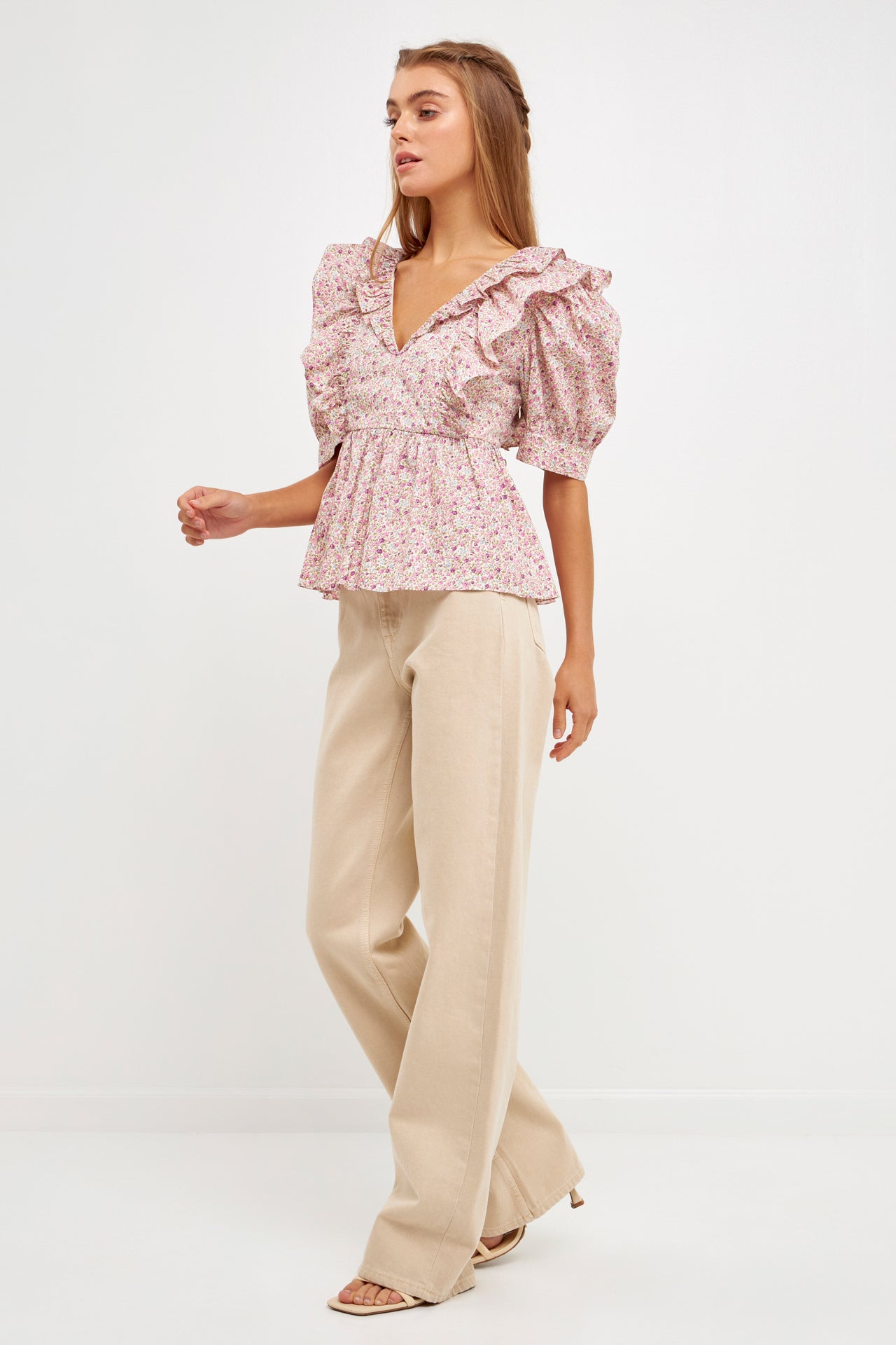 ENGLISH FACTORY - Cotton Floral Ruffled Top - TOPS available at Objectrare