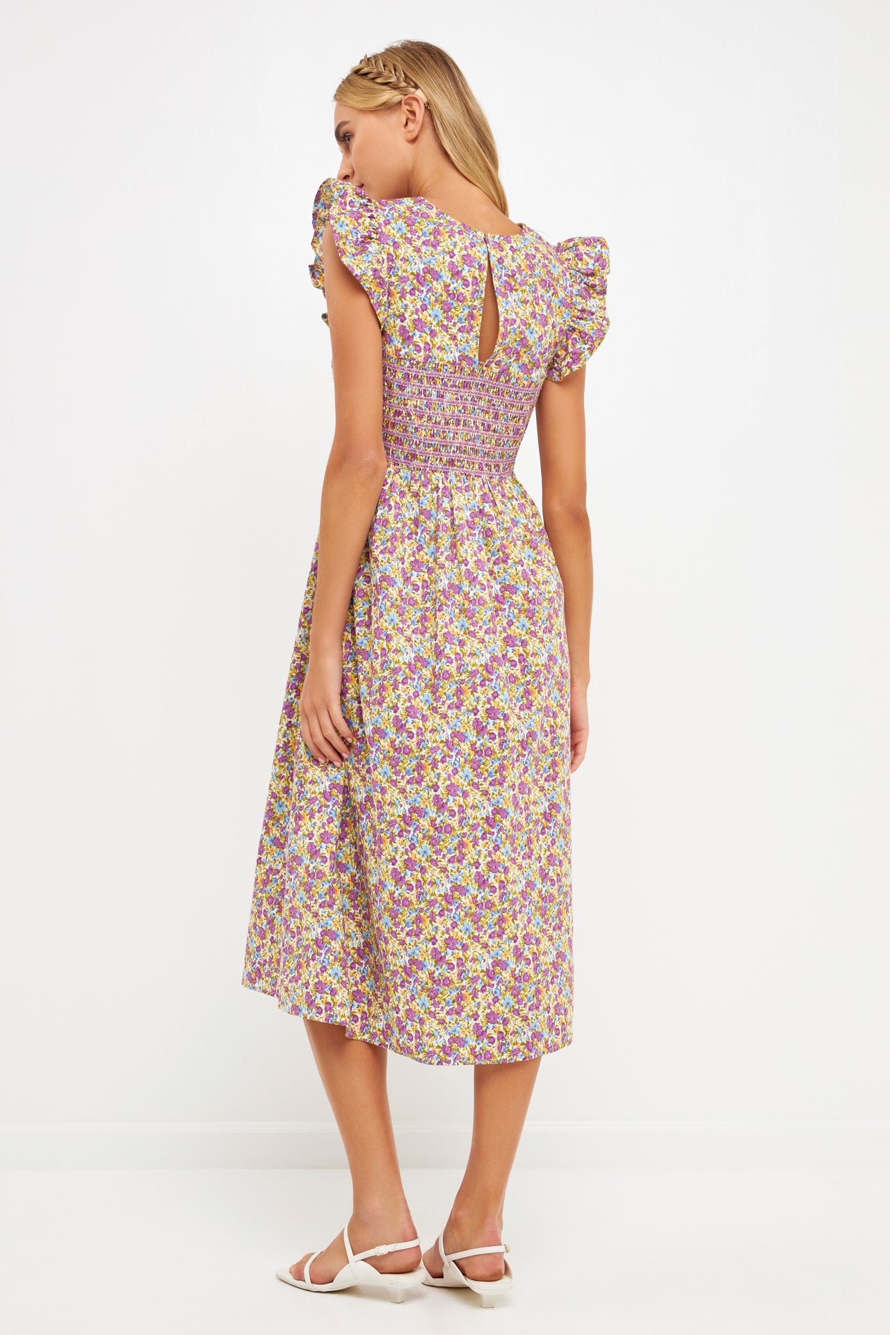 ENGLISH FACTORY - Floral Smocked Midi Dress - DRESSES available at Objectrare