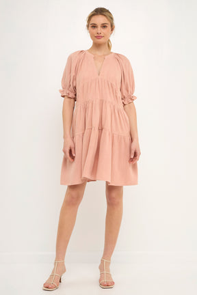FREE THE ROSES - Solid Tiered Dress With Ruffled Sleeves - DRESSES available at Objectrare