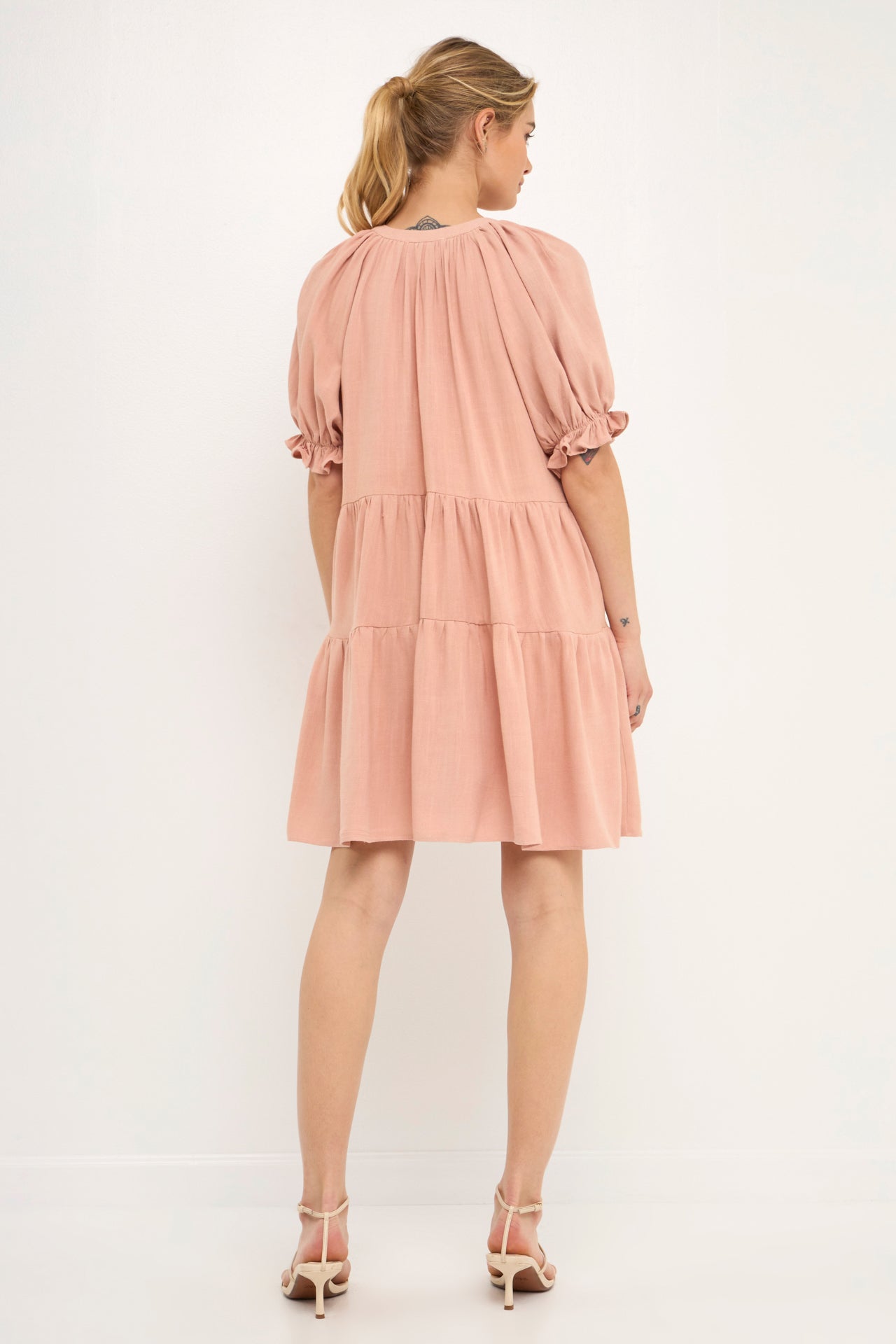 FREE THE ROSES - Solid Tiered Dress With Ruffled Sleeves - DRESSES available at Objectrare